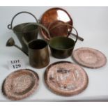 Metal Ware: to include Islamic white metal inlaid copper dishes,