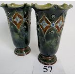 A pair of Royal Doulton stoneware Art Pottery vases, c1900,