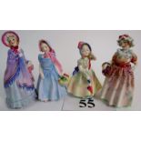 Four Royal Doulton figures - 'The Little Mistress' HN1449, 'Babie' HN1679, 'Cerise' HN1607,