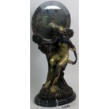 A modern bronzed metal sculpture in the Art Nouveau style,