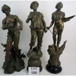 Three large late 19th/early 20th century bronzed spelter sculptural figures,