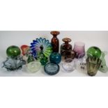 A collection of art glass to include ite