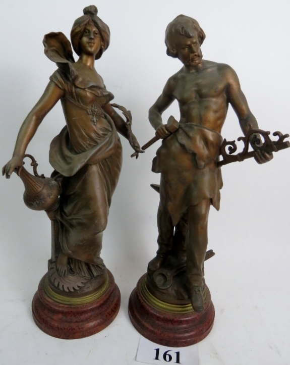 A pair of 19th French bronzed spelter fi