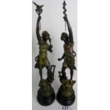 A pair of French patinated and bronzed s