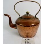 Large copper kettle with brass handle, 3