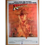 A Raiders of the Lost Ark movie poster, 40" x 27", framed,