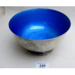 A blue enamelled American bowl, marked S