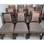 Ten 19th/20th century oak dining chairs,