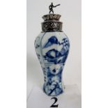 An antique Chinese blue and white porcelain vase, probably Kangxi,