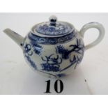 An attractive Meiji period Japanese blue and white teapot, with internal strainer,