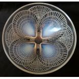 R Lalique bowl with iridescent moulded shell pattern,