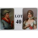 A pair of 19th century Continental porcelain plaques depicting "Picolo" and "Konigin Louise",