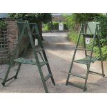 A pair of vintage wooden tennis umpire seats/steps,