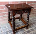 An early 19th century oak joint stool with bobbin turned legs and stretcher est: £50-£80