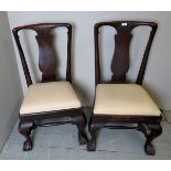 A pair of 19th century heavy quality mahogany side chairs, with solid splat backs,