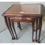 Nest of three tables with inset tooled tan leather est: £20-£40