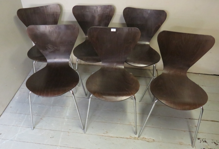 Fritz Hansen - A set of six late 20th century dining chairs,