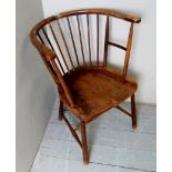An early 20th century country kitchen chair, spindle back (good chair),