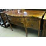 Waring & Gillows of Lancaster c1900 mahogany inlaid serpentine fronted sideboard in good condition,