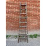 A large set of wooden step ladders, est: