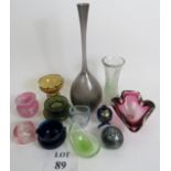 A collection of Studio glass in various