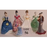 Three Royal Doulton figures, Helen, Kathleen & Diane, a small figure,