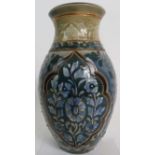 A Doulton Lambeth stoneware Slaters Patent Art Pottery vase in the Persian taste, c1890,