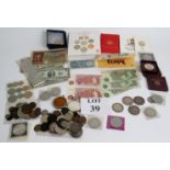 Collection of coins and notes, mainly British & 20th century, but also Australian, American,