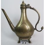 An antique Persian bronze coffee pot, probably 18th/19th century,