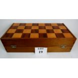 A good quality large size mahogany, boxwood and rosewood chess board,