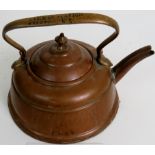 A Lancashire & Yorkshire Railway copper kettle from Preston station pre-1923, base 175mm diameter,