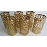 A set of six 1950's Imperial glass gold plated diamond pattern Sekai Ichi high ball glasses,