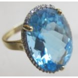 Large blue topaz and white sapphire port