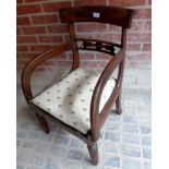 A Regency mahogany desk chair with sweep