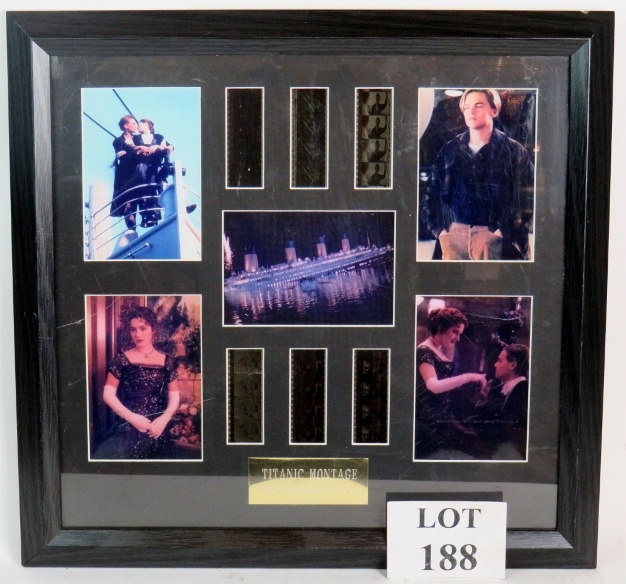 A framed montage 'Titanic', comprising l