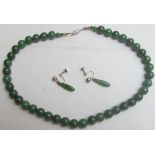 Spinach green drop earring and 18" lengt