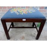 A mahogany framed tapestry topped stool