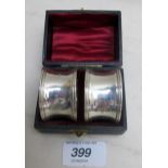 A pair of silver napkin rings, Birningha