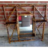 A 20th century bamboo hall mirror with 3