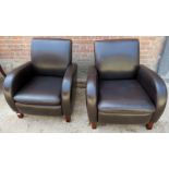 A pair late 20th century dark brown leat