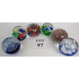 Six good decorative 20th century glass p