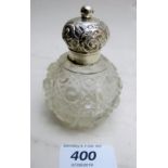 A hobnail cut glass scent bottle with si