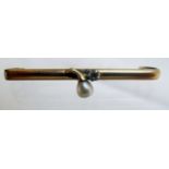 A 9ct gold pearl and diamond bar brooch