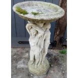 A concrete two section bird bath modelle