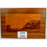 A multi-wood marquetry picture panel, 'S
