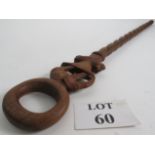 An African carved hardwood staff with ro