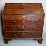 18th century oak bureau with a filled in