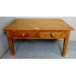 A 19th century pine low coffee table wit