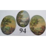 A pair of oval miniatures on copper, signed G Pisa, depicting landscapes, in oil, 10 cm x 8 cm,