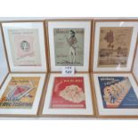 Prague School - 6 decorative advertising prints, matching frames,